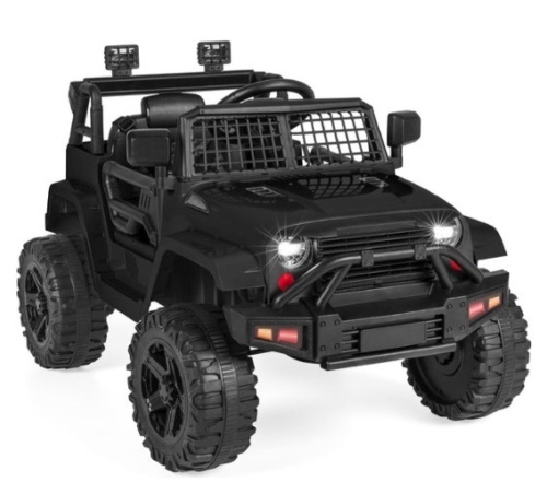 12V Kids Ride-On Truck Car w/ Parent Remote Control, Spring Suspension, Black - Lot 408