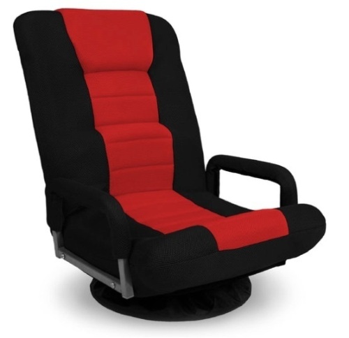 Gaming Floor Chair w/ 360-Degree Swivel, Armrest, Adjustable Backrest, Black/Red - Lot 420