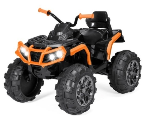 12V Kids Ride-On 4-Wheeler Quad ATV Car w/ 3.7mph Max, Bluetooth, Headlights, Orange - Lot 421