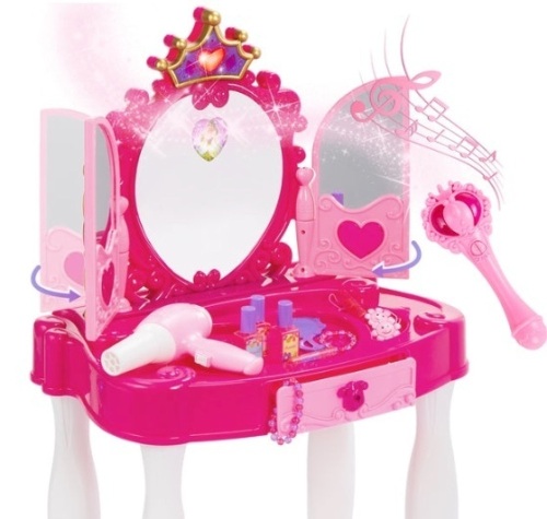 Kids Princess Vanity Mirror w/ AUX Cable, Wand, Hairdryer, Accessories - Lot 432