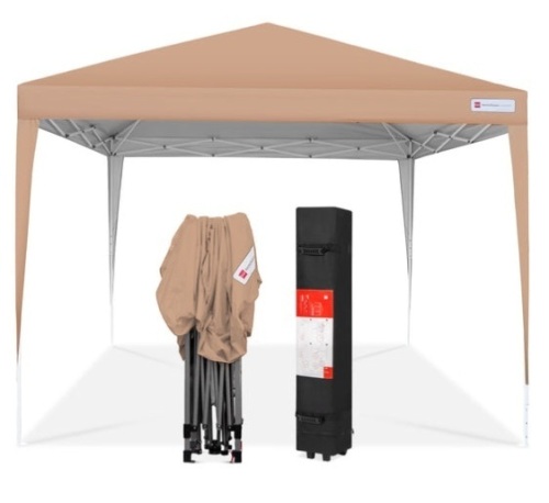 Outdoor Portable Pop Up Canopy Tent w/ Carrying Case, 10x10ft, Tan - Lot 453
