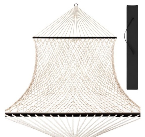 Cotton Rope 2-Person Double Hammock w/ Spreader Bars, Carrying Case - Lot 455