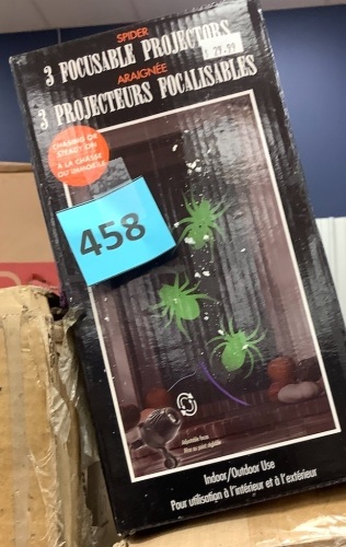 Halloween Decor, Spider Light Projector, Set of 3, Indoor/Outdoor Use, 2 Modes - Lot 458