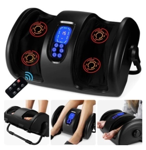 Reflexology Shiatsu Foot Massager w/ High-Intensity Rollers, Remote Control, Black - Lot 473