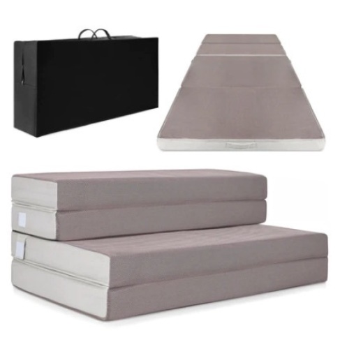 Folding Portable Mattress Topper w/ Plush Foam - 4in, Twin - Lot 487