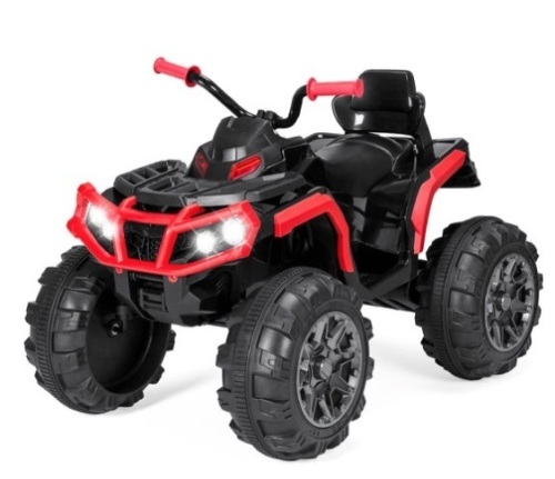 12V Kids Ride-On 4-Wheeler Quad ATV Car w/ 3.7mph Max, Bluetooth, Headlights, Red - Lot 503