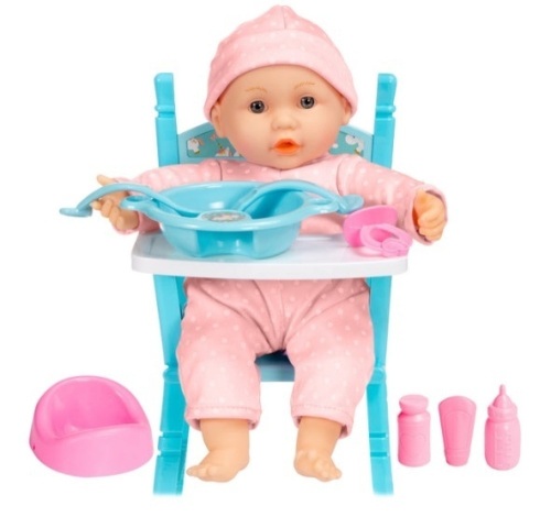 Realistic Baby Doll with Soft Body, Highchair, Potty, Accessories - 12.5in - Lot 531