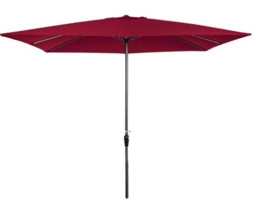 Rectangular Patio Umbrella w/ Easy Crank, UV-Resistant Fabric - 8x11ft, Burgundy - Lot 532