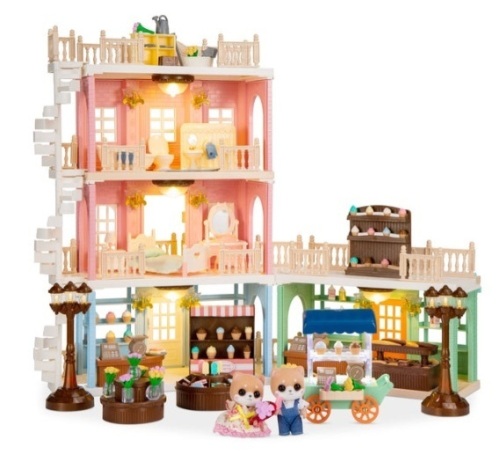 Deluxe Cottage Dollhouse Mansion Pretend Toy Playset w/ Tiny Critters - Lot 542