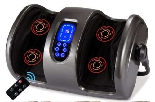 Reflexology Shiatsu Foot Massager w/ High-Intensity Rollers, Remote Control, Gray - Lot 550