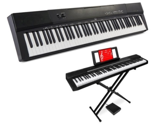 88-Key Digital Piano Set w/ Semi-Weighted Keys, Stand, Sustain Pedal - Lot 556