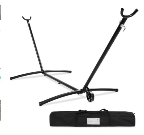 Portable Heavy-Duty Steel Hammock Stand w/ Built-In Wheel, Case - 9ft - Lot 557
