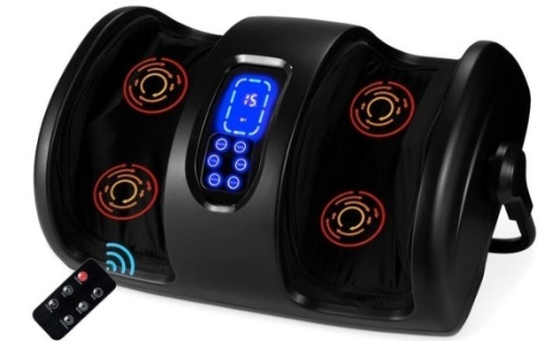 Reflexology Shiatsu Foot Massager w/ High-Intensity Rollers, Remote Control, Satin Black - Lot 577