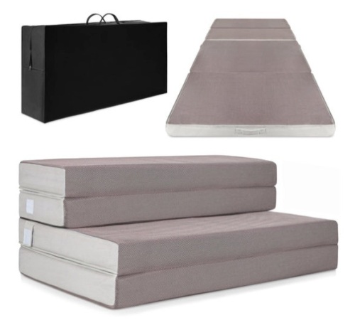 Folding Portable Mattress Topper w/ Plush Foam - 4in, Full - Lot 582