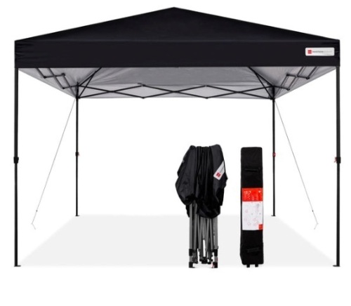 One-Person Setup Instant Pop Up Canopy w/ Wheeled Bag - 10x10ft, Black - Lot 609