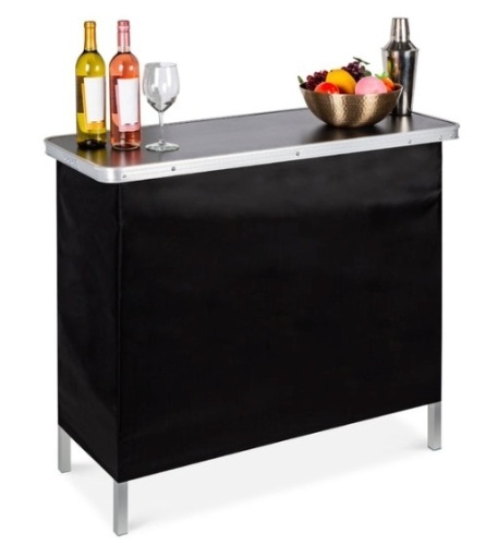 Portable Pop-Up Bar Table w/ Carrying Case, Removable Skirt  - Lot 612
