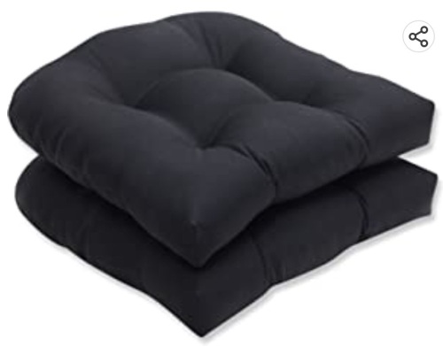 Pillow Perfect Outdoor/Indoor Fresco Tufted Seat Cushions (RoundBack), 19" x 19", Black. 2 Pack, Like New, retail - $49.99 - Lot 29