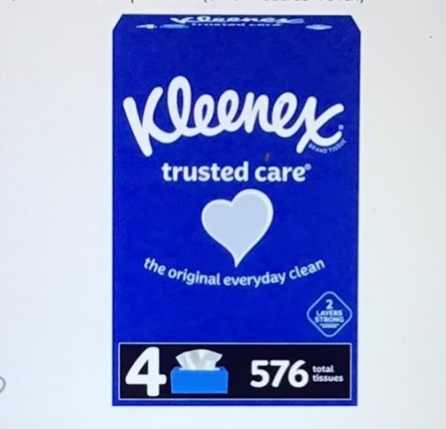 Kleenex Trusted Care Everyday Facial Tissues, 4 RectangularBoxes, 144 Tissues per Box (576 Tissues Total), LOT of 3, New, Retail - $17.95 Each - Lot 49