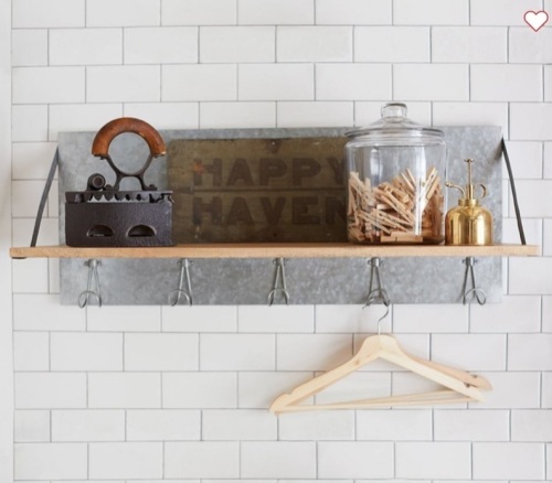 Pottery Barn, Galvanized Shelf, With Hooks, Like New - Lot 52
