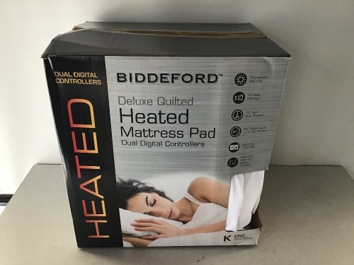Biddeford, Deluxe Quilted Heated Mattress Pad, Dual Digital Controllers, Like New, $134.67 - Lot 53