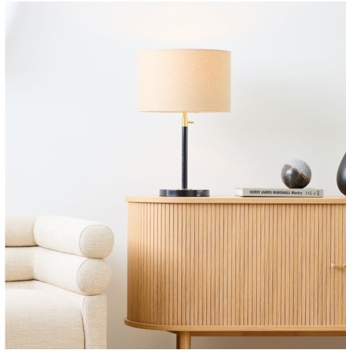 West Elm, Telescoping Table Lamp Two-Tone Natural Linen (23"), Like New, Retail - $159 - Lot 62