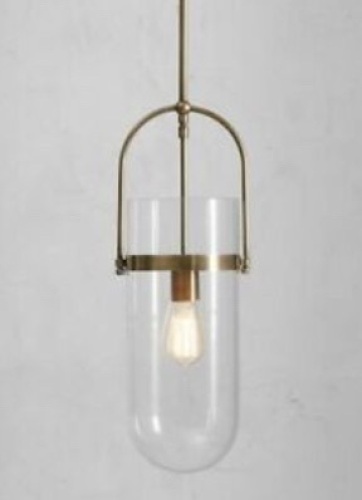 Pottery Barn Williams Sonoma Jayden Antique Brass Single Pendant Light Fixture, Like New, Retail - $159.99 - Lot 67
