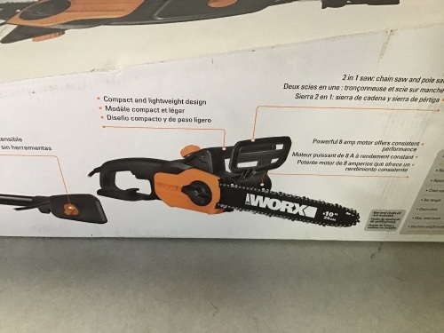 Worx, 2-in-1, Pole Saw/Chain Saw, WG309, Like New, Retail - $99 - Lot 74