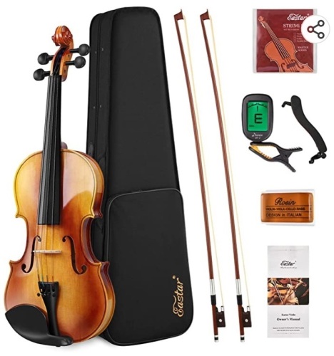 Eastar 4/4 Violin Set Full Size Fiddle for Adults with Hard Case,Shoulder Rest, Rosin, Two Bows, Clip-on Tuner and ExtraStrings, EVA-330, Like New, Missing one Bow, Retail - $129.99 - Lot 81