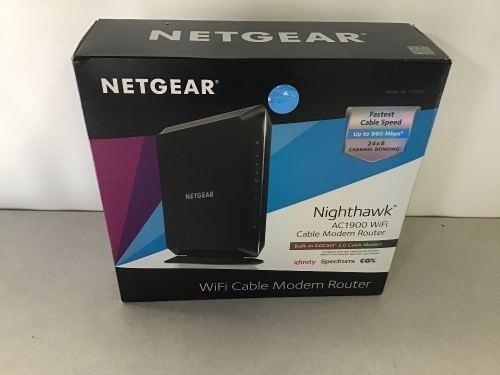 NETGEAR Nighthawk Cable Modem WiFi Router ComboC7000-Compatible with Cable Providers Including Xfinity byComcast, Spectrum, Cox for Cable Plans Up to 800Mbps |AC1900 WiFi Speed | DOCSIS 3.0, Like New, Retail - $216.99 - Lot 85