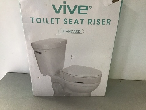 Vive Toilet Seat Riser - Raised Elevated Handle (Easy Clean)for Seniors, Elderly, Handicapped - Medical HandicapBathroom Safety Recovery Height Chair Cushion Bowl Cover,Tall High Portable Extender, Like New, retail - $64.99 - Lot 86