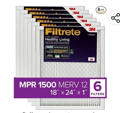 3M, Filtrete, Healthy Living, MPR 1500, MERV 12, 6 Filters, 18"x24"x1, New, Retail - $114.99 - Lot 103