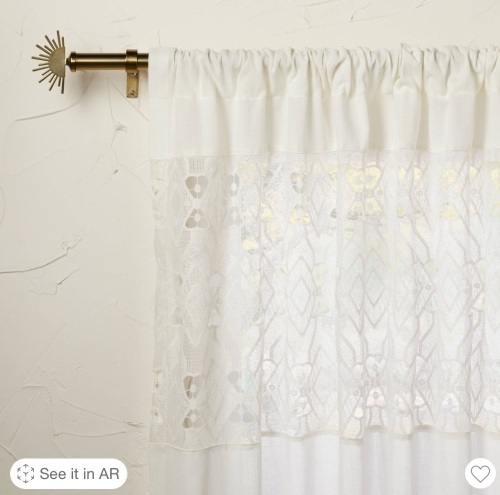 1pc 50x84" Sheer Banded Geo Macrame Window Curtain PanelWhite - Opalhouser designed with Jungalow™, Like New Retail - $28 - Lot 109