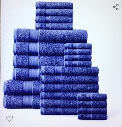 Casa Platino Bath Towels 24 PC Set - 100% Cotton TowelsSet, 2 Bath Sheet, 4 Bath Towels, 6 Hand Towels, 8Washcloths and 4 Tip Towels-, Soft and Absorbent BathTowels for Bathroom, Like New, Retail - $69.99 - Lot 111