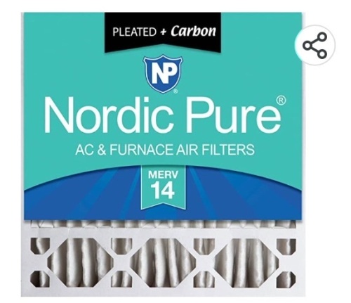 Nordic Pure, 20x20x5, Plus Carbon, Replacement AC Furnance Filter 1 Pack, Like New, Retail - $71.09 - Lot 117