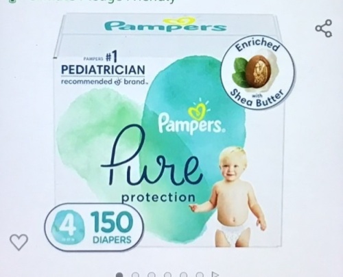 Diapers Size 4, 150 Count - Pampers Pure ProtectionHypoallergenic Disposable-Baby Diapers for Sensitive Skin,Fragrance Free, New, Retail - $49.39 - Lot 122