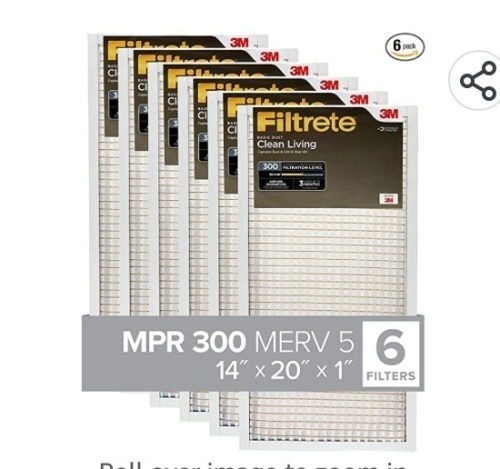 Filtrete 14x20x1, AC Furnace Air Filter, MPR 300, Clean LivingBasic Dust, 6-Pack (exact dimensions 13.81 x 19.81 x 0.81) Like New, Retail - $35.14 - Lot 123