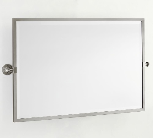 Pottery Barn, Satin Nickel Kensington Double Wide Rectangular Pivot Mirror, 40 x 24", Like New , Retail - $449 - Lot 124