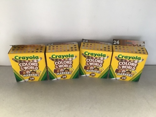 Crayola Colors of The World Markers, Skin Tone Markers,Classroom Supplies, Gift for Kids, 24 Count (Styles Vary), LOT of 4, New, Retail - $6.23 Each - Lot 135