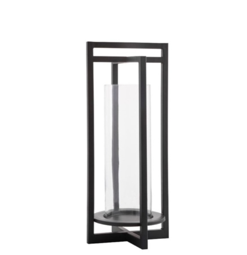 Brooks Cross Bar Steel & Glass Lantern, Black, Medium - 26.5", Like New, Retail - $199 - Lot 136