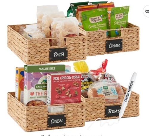 Best Choice Products, 16x12in Large,  Pantry Baskets,Woven Kitchen Organizers w/Chalkboard Label, ChalkMarker - Natural, Like New, Retail - $69.99 - Lot 138