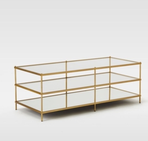 West Elm,Terrace 48" Coffee Table, Glass, Mirror, Antique Brass, Like New, Retail - $479 - Lot 140