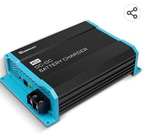 Renogy 12V 40A DC to DC On- Board Battery Charger forFlooded, Gel, AGM, and Lithium, Using Multi-Stage Charging inRVs, Commercial Vehicles, Boats, Yachts, 40A, Like New, retail - $138 - Lot 165