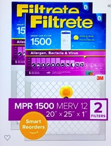 Filtrete 20x25x1, Smart Replenishable AC Furnace Air Filter,MPR 1500, Allergen, Bacteria & Virus, 2-Pack (exactdimensions 19.719 x24.688 x0.78), Like New, Retail - $37.99 - Lot 174