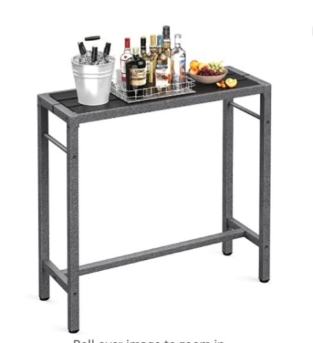 Mr IRONSTONE Outdoor Bar Table 39" Patio Table Pub Height DiningTable with Waterproof Top and Hammer Finish Stand for Hot Tub, Garden,Backyard, Like New, Retail - $119.99 - Lot 176
