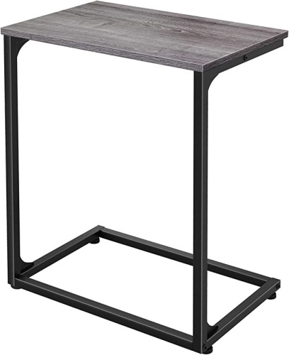 Redriver, Sofa Side Table Couch End: C Shaped Table That SlideUnder for Small Spaces Bedside Living Room - Narrow CTray Laptop Snack Coffee Drink Wood Metal Industrial26" Tall, Like New, Retail - $49.99 - Lot 190