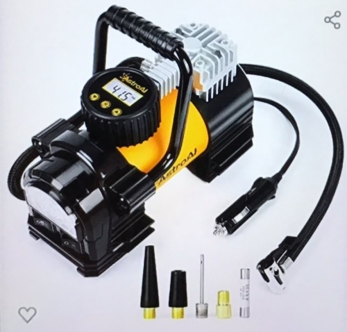 AstrAl Air Compressor Tire Inflator Portable Air Pump for CarTires 12V DC Digital Tire Pump 150PSI with Emergency LEDLight for Cars, Trucks, Motorcycles and Other Inflatables, Like New, Retail - $36.99 - Lot 197