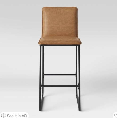 29" Upholstered Barstool with Metal Frame Camel - RoomEssentials, Like New, Retail - $80 - Lot 217