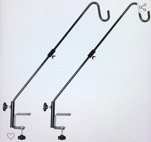FEED GARDEN 35 Inch Heavy Duty Deck Hook, Non-SlipClamp, 360 Degree Swivel, Black for Bird Feeders, Planters,Suet Baskets, Lanterns, Wind Chimes, 2 Pack, Like New, Retail - $32.99 - Lot 219