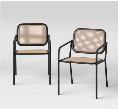 Boda 2pk Caning Patio Dining Chairs - Black - Project 62, Like New, Retail - $250 - Lot 239