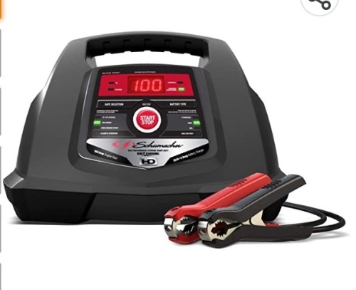 Schumacher SC1281 100 Amp 30 Amp 6V/12V Fully AutomaticSmart Battery Charger 100A Engine Starter and 30A BoostMaintainer and Auto Desulfator Advanced Diagnostic Testing, Like New, Retail - $91.44 - Lot 240